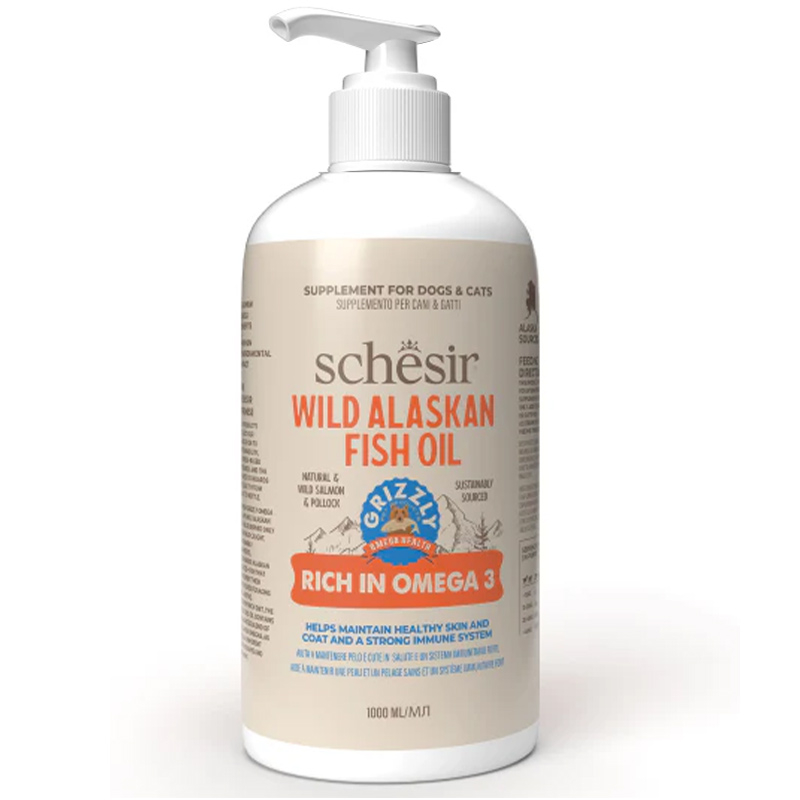1 litre huile de saumon pour chien Schesir Grizzly